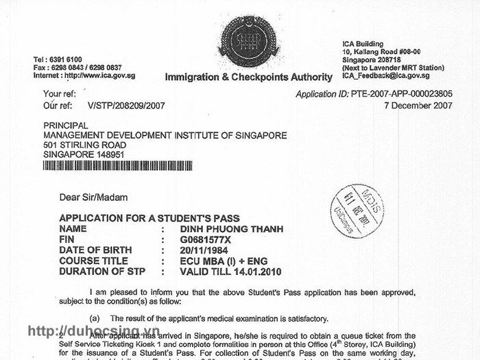 dinh phuong thanh mdis - Chúc mừng Đinh Phương Thanh đã nhận được visa du học Singapore