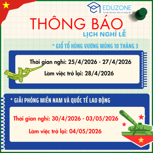 [THÔNG BÁO] LỊCH NGHỈ LỄ GIỖ TỔ HÙNG VƯƠNG, 30/4 VÀ 01/5 NĂM 2026